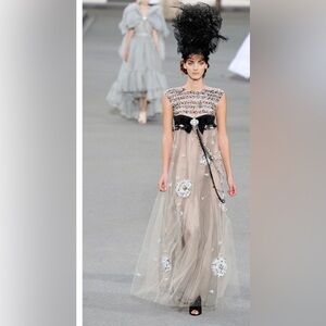 CHANEL Black and Cream Embellished Prom Dress wanted to purchase.